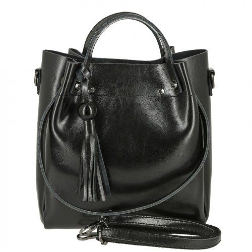 Women's leather bag 322-1 BLACK