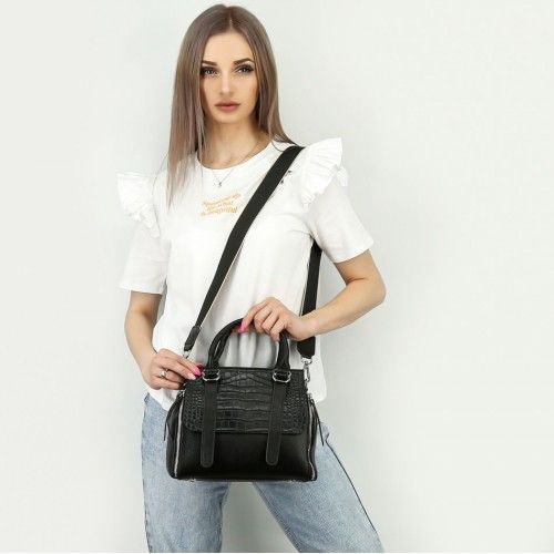 Women's leather bag 63-238 BLACK