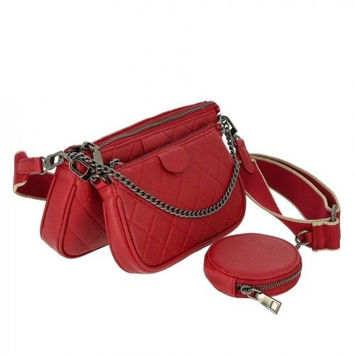 Women's leather bag 9096 RED